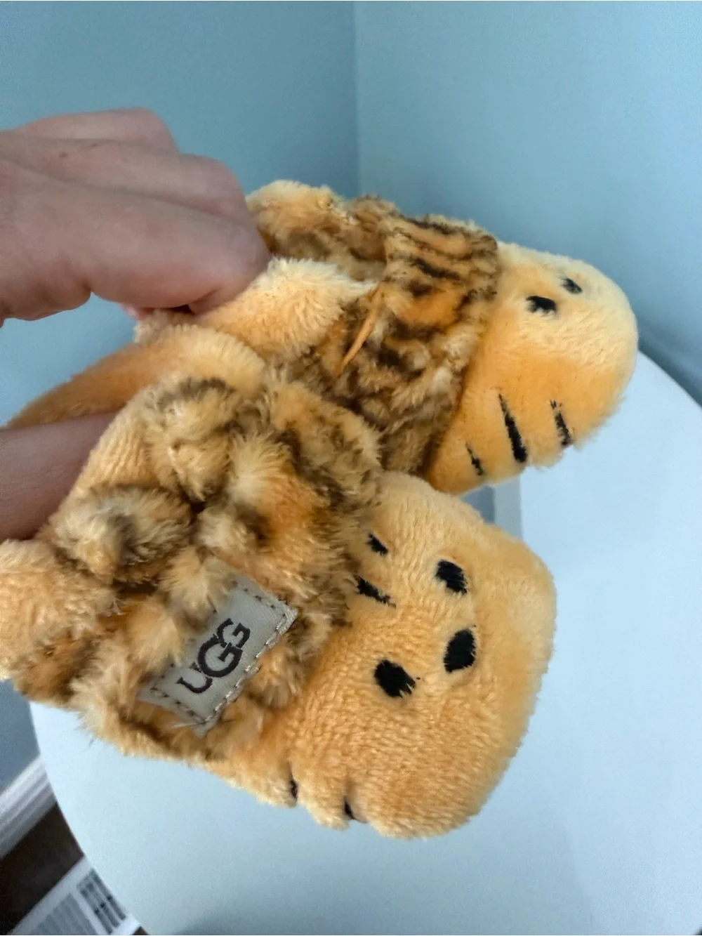 UGG Kids Plush Tiger Booties in Orange and Brown